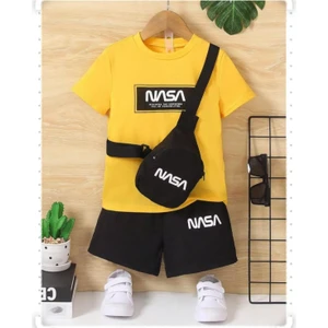 Çocuk Nasa Desenli Şortlu Kombin – Günlük Spor Takım