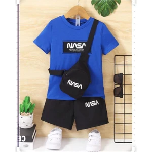 Çocuk Nasa Desenli Şortlu Kombin – Günlük Spor Takım