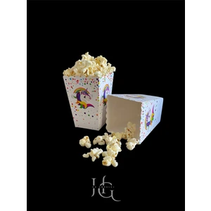 HG Tedarik Unicorn Figürlü Popcorn Mısır Kutusu, Patlamış Mısır Kutusu , Küçük Boy, 8 Adet