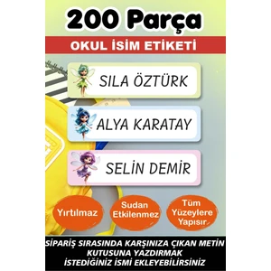 Kt Grup Periler Kalem Defter Okul Etiketi - Kişiye Özel Isim Yazılabilen 200 Adet Etiket