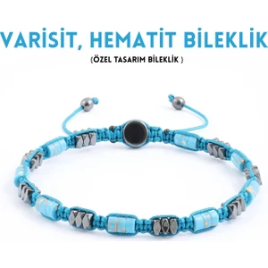 Varisit, Hematit Bileklik - Ovis Blue Bileklik - Tasarım Bileklik 4mm Ayarlanabilir