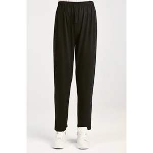 Pamuklu Viskon Ince Yazlık Cepli Jumbo Penye Pijama Pantolon Siyah - S-M