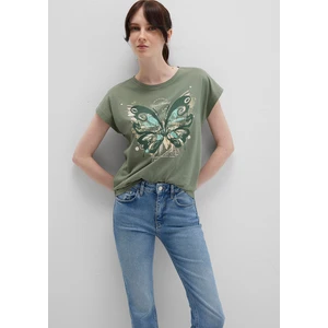 Kelebek Baskılı Yeşil Tişört 1613461-71841