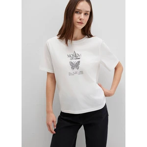 Kelebek Baskılı Ekru Tişört 1613462-70057