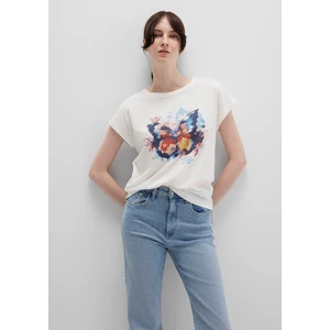 Kelebek Baskılı Ekru Tişört 1613457-80194