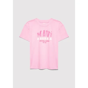 Mavi Logo Baskılı Pembe Tişört 7610386-70972