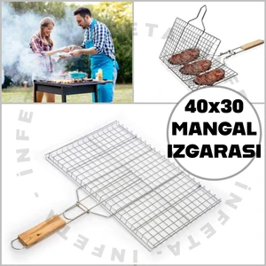 40X30 cm Paslanmaz Tel Izgara Et Izgarası Mangal Teli Ortaboy