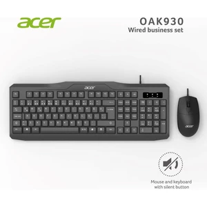 OAK-930 Kablolu Sessiz Tuşlu  Klavye Moue Set Siyah (Klavye 1,40CM-MOUSE 1.60CM Kablo)