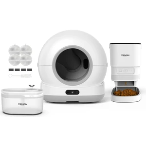 Xenon Smart Akıllı Otomatik Kameralı Kedi Tuvaleti Paslanmaz Çelik Kaseli Mama Kabı LED Işıklı Su Pınarı ve Filtre 4'lü Pet Seti