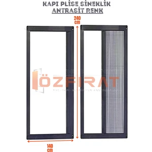 Özfırat Pvc Yapı Plise Pileli Sürgülü [EN140 x Boy 240CM] Akordiyon Kayar Kapı - Pencere Sineklik (Demir Kapı ,ahşap Kapı, Çelik Kapı Pimapen Kapı Sinekliği