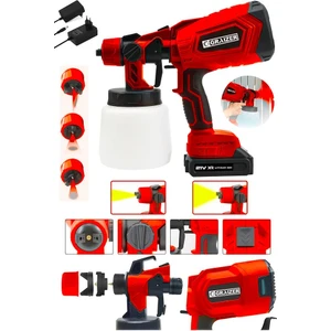 Powerforge 21V Çift Akülü 300 mm Vernik Sprey Boya Püskürtme Makinesi-Kırmızı