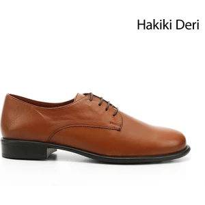 Gön Hakiki Deri Yuvarlak Bağcıklı Kadın Ayakkabı 24177