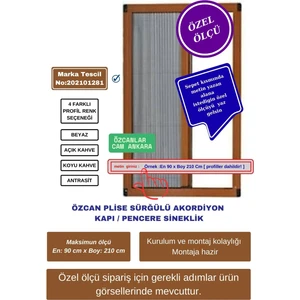 💥En90xBoy210 cm Plise Sürgülü Sineklik | Akordiyon Kayar Kapı Sineklik 🚪 Demir, Ahşap, Çelik, Pimapen Kapılara Uyumlu 🦟 Yaz Fırsatı! ❌ Sineklere Son 🛒 Hemen Sepete Ekle!