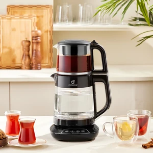 Çaysever 3 in 1 Konuşan Cam Çay Makinesi Su Isıtıcı ve Mama Suyu Hazırlama 1700W Chrome