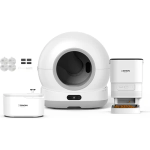 Xenon Smart Akıllı Otomatik Kedi Tuvaleti Paslanmaz Çelik Kaseli Mama Kabı Ultra Sessiz LED Işıklı Su Pınarı ve Filtre 4'lü Pet Seti