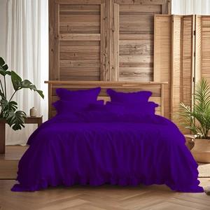 Kesene Göre 4 Parça Lastikli Çarşaflı Fırfırlı Runforce Pamuklu Kumaş Çift Kişilik Nevresim Takımı