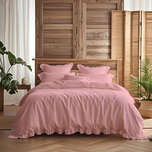 Kesene Göre 4 Parça Lastikli Çarşaflı Fırfırlı Runforce Pamuklu Kumaş Çift Kişilik Nevresim Takımı