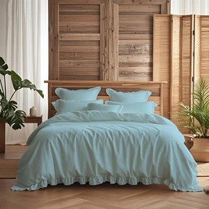 Kesene Göre 4 Parça Lastikli Çarşaflı Fırfırlı Runforce Pamuklu Kumaş Çift Kişilik Nevresim Takımı