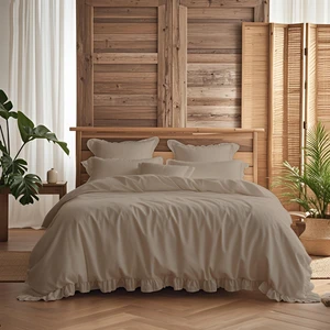 Kesene Göre 4 Parça Lastikli Çarşaflı Fırfırlı Runforce Pamuklu Kumaş Çift Kişilik Nevresim Takımı