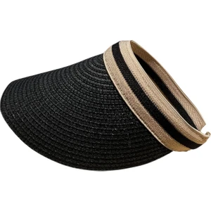 Ceeldu Kadın Hasır Vizör Taç Şapka - Siyah