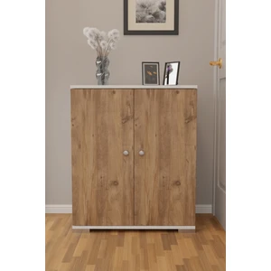 Şelale Ayakkabılık Dolabı Rafı 3 Bölmeli Çok Amaçlı Dolap Meşe