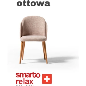 Smarto Relax Ottawa 2’li Sandalye Seti — Ahşap Ayaklı, Krem Kumaş