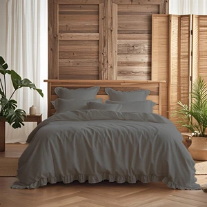 4 Parça Lastikli Çarşaflı Fırfırlı Runforce Pamuklu Kumaş Çift Kişilik Nevresim Takımı