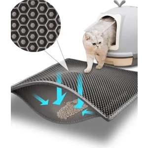 Elekli Kedi Tuvalet Önü Kedi Kum Paspası Gri Delikli Kedi Tuvaleti Kedi Kumu Paspası