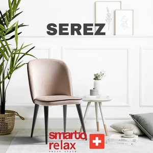 Smarto Relax Serez 2’li Sandalye Seti — Siyah Ahşap Ayaklı, Krem