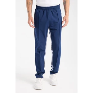 6005 Indigo Erkek Beli Lastikli Kordonlu Yanları Cepli Fermuarlı Iki Şeritli  Eşofman Altı