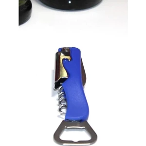 Paslanmaz Çelik Tirbuşon Açacak Şarap Gazoz Açacağı Mavi