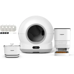 Xenon Smart Akıllı Otomatik Kedi Tuvaleti Paslanmaz Çelik Kaseli Mama Kabı Ultra Sessiz Bataryalı Su Pınarı ve Filtre 4'lü Pet Seti