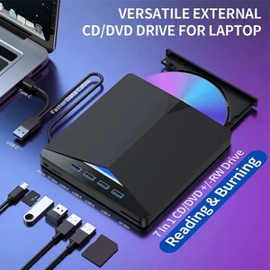 7in1 Harici Dvd-Rom USB 3.0 Hub Çoğaltıcı Tf Sd Kart Okuyucu Type C Kablolu DVD Player CD