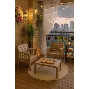 Lara 1+1+S Mindersiz Cappucino Bahçe Balkon Takımı