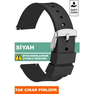Tcl Movetime MT42-MT42X Family Saat Uyumlu Siyah Renk Silikon Saat Kordonu 71GMS