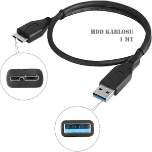 USB 3.0 Taşınabilir HDD Harddisk Hard Disk Kablosu / 1 Metre / Micro USB -B / Hızlı Veri Aktarımı