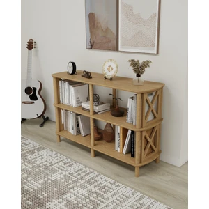 Cmd Wood FİORE 3 Raflı Kitaplık – Çapraz Kenar Tasarım – MDF Lam & Ahşap Ayaklı Raf Ünitesi – 118x38x79 cm – Demonte Kolay Kurulum