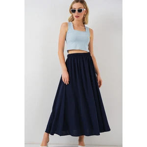 Kadın Uzun Ayrobin Etek 8050 - Lacivert