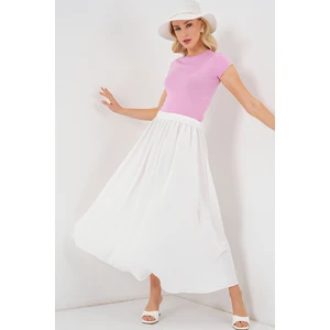 Kadın Uzun Ayrobin Etek 8050 - Beyaz