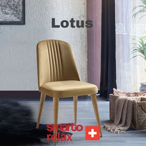 Smarto Relax Lotus 2’li Sandalye Seti — Ahşap Ayaklı, Açık Kahverengi Kumaş