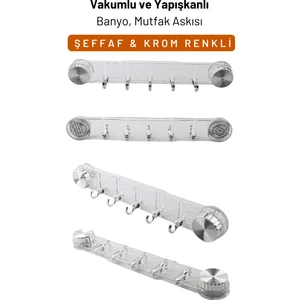 Vakumlu ve Yapışkanlı Mutfak Banyo Askılığı