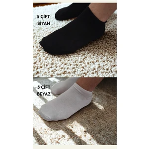 10'lu Ekonomik Paket Çift Renk (Siyah-Beyaz) Erkek Kısa Çorap