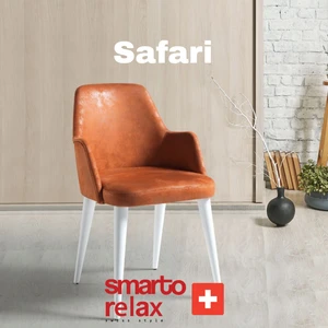 Smarto Relax Safari 2’li Sandalye Seti — Ahşap Ayaklı, Turuncu Kumaş