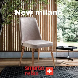Smarto Relax Milano New 2’li Sandalye Seti — Ahşap Ayaklı, Krem Kumaş