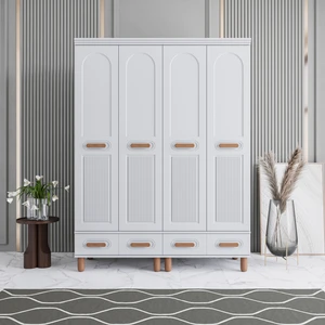 Otto 4 Kapaklı Çekmeceli Gardırop Tamamı Mdf (Beyaz)