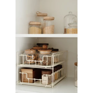 Iki Katlı Metal Çekmeceli Organizer (Krem Renk)