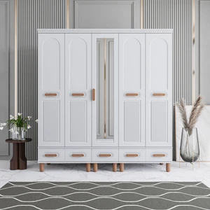 Otto 5 Kapaklı Çekmeceli Gardırop Tamamı Mdf (Beyaz)