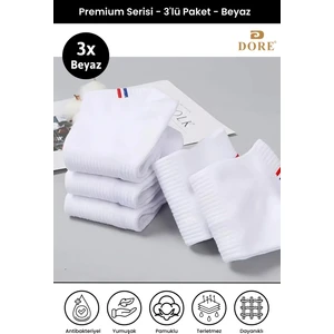 Orijinal Unisex 3 Çift Premium Sport Ter Emici Nefes Alan Pamuklu Kısa Patik Spor Çorap - Beyaz