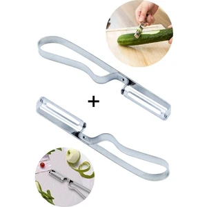 2 Adet Lüks Yan Soyacak & Sebze Domates Patates Soyacağı & Paslanmaz Çelik Soyacak  M-2736