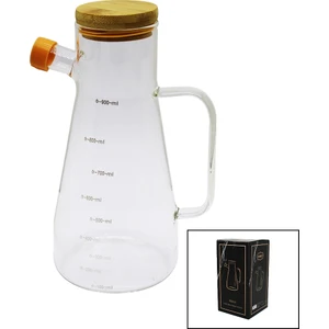 Damlatmaz Cam Yağdanlik Bambu Kapakli Ölçekli 900ML